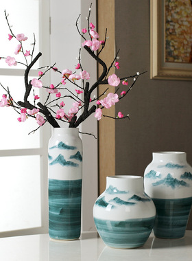 中式陶瓷花瓶古典青瓷客厅水培插干花器餐桌空间摆件家居陶罐装饰