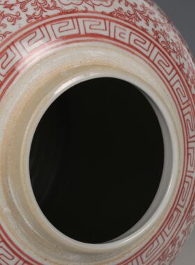 景德镇釉里红喜字花瓶中式陶瓷摆件创意家居装饰品桌面插花罐瓷器