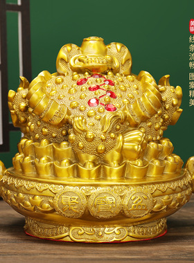 金蟾招财摆件铜三足金蟾蜍聚宝盆三脚金蝉家居店铺办公室装饰礼品