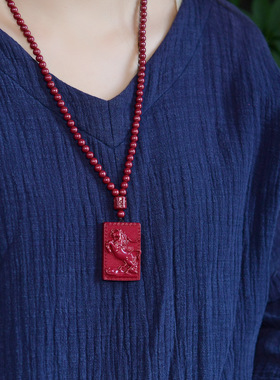 2026新款生肖马吊坠男女款本命年朱砂挂件108颗珠链款挂件低含量