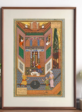 波斯细密画伊朗阿拉伯印度土耳其风情餐厅装饰画卧室玄关书房挂画