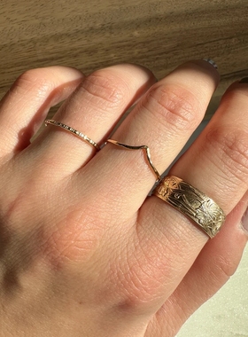 14k注金戒指女小众设计高级轻奢