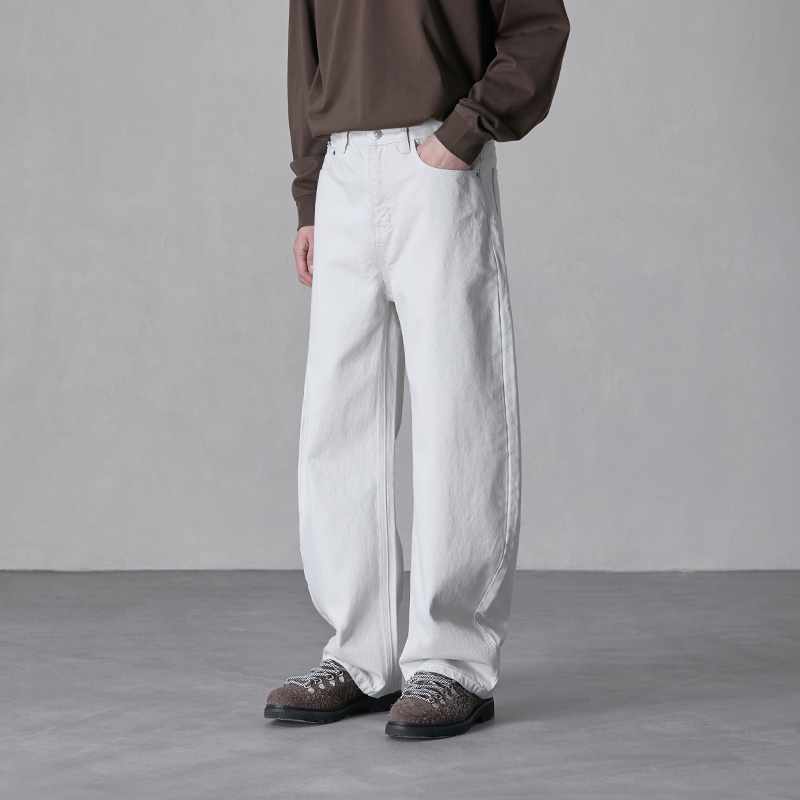 HEBBLES美式复古灰白色纯色做旧水洗牛仔裤男士潮阔腿宽松直筒裤,淘宝优惠券,粉丝福利购,淘宝优惠卷