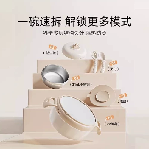 Детская обеденная тарелка для раннего возраста, посуда для еды для выхода на улицу, увлажняющий термос, полный комплект, поддерживает постоянную температуру