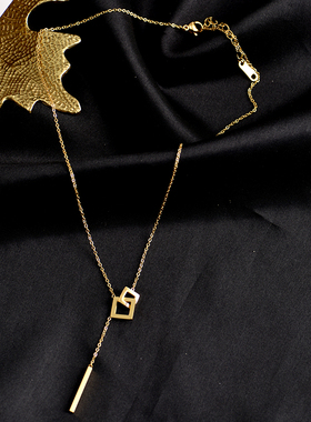 钛钢轻奢时尚新欧美范项链女韩简约ins潮个性百搭森系流苏锁骨链