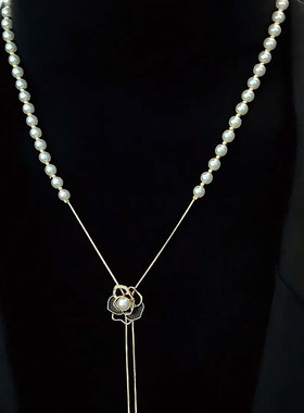 山茶花珍珠项链2025年新款轻奢女