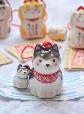 吉祥物摆件柴犬陶瓷风铃可爱卡通