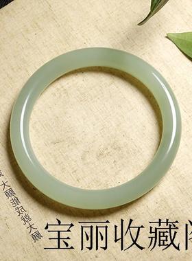 高端新疆和田玉细条手镯晴水女款圆条手镯玉石冰底玉镯美人镯时尚