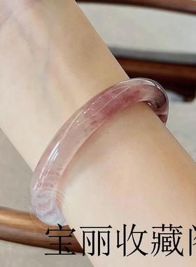精品缅甸老坑冰玛瑙树莓气泡水玉镯新中式中国风圆条美人条叮当镯