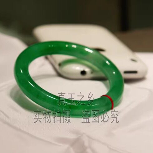 精品缅甸翡翠色手镯满色阳绿色冰种圆条款玉手镯翡翠玉石手镯送礼 - 图0