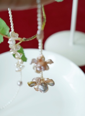 天然淡水珍珠巴洛克长款毛衣链