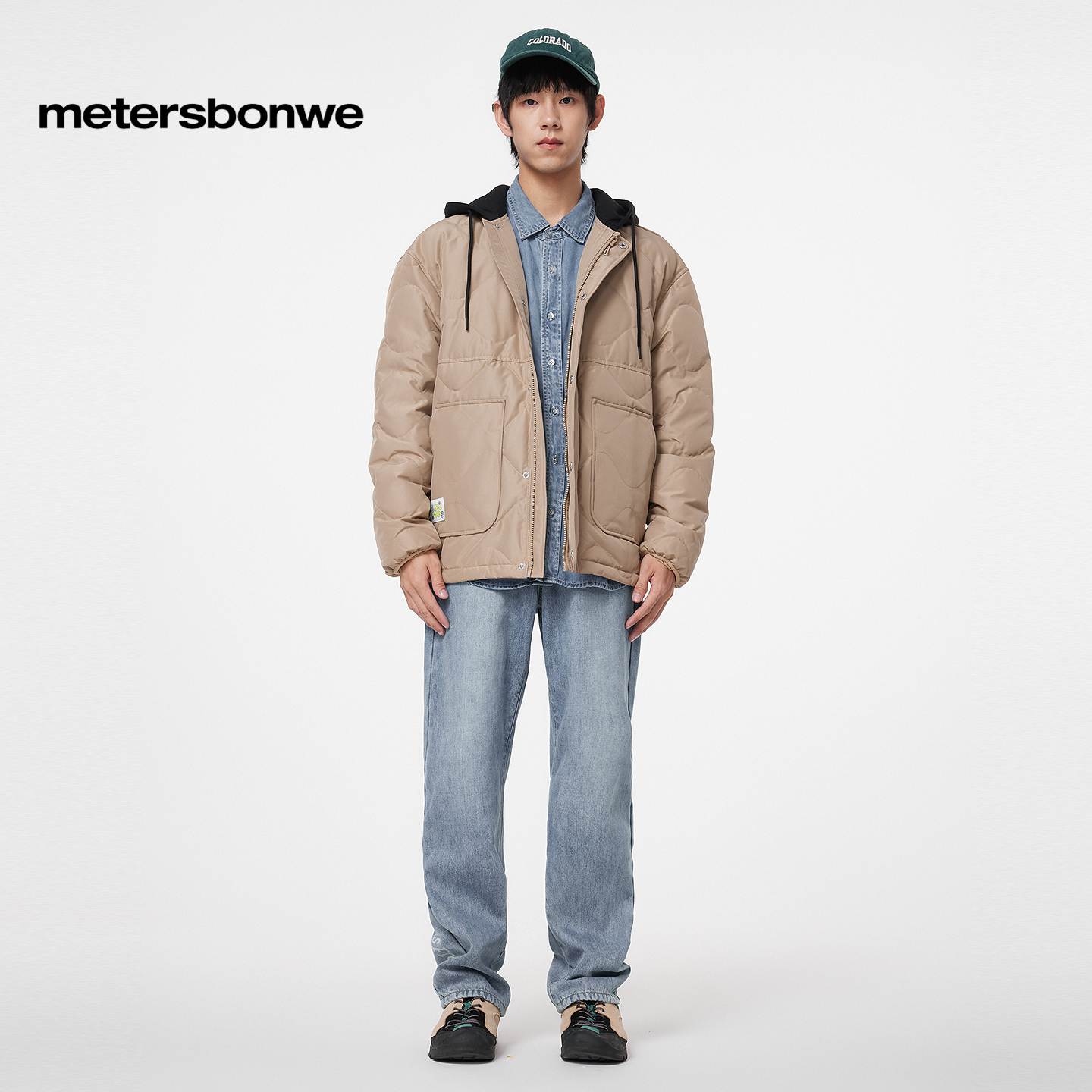 美特斯邦威轻薄羽绒服男士冬季新款拼接撞色经典连帽保暖羽绒外套 - 图3