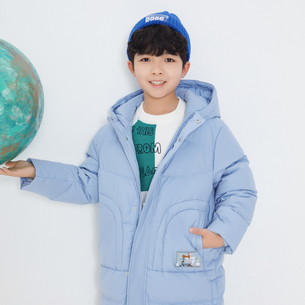 【鹅绒】美特斯邦威童装羽绒服秋冬儿童防风抗寒厚羽绒连帽百搭