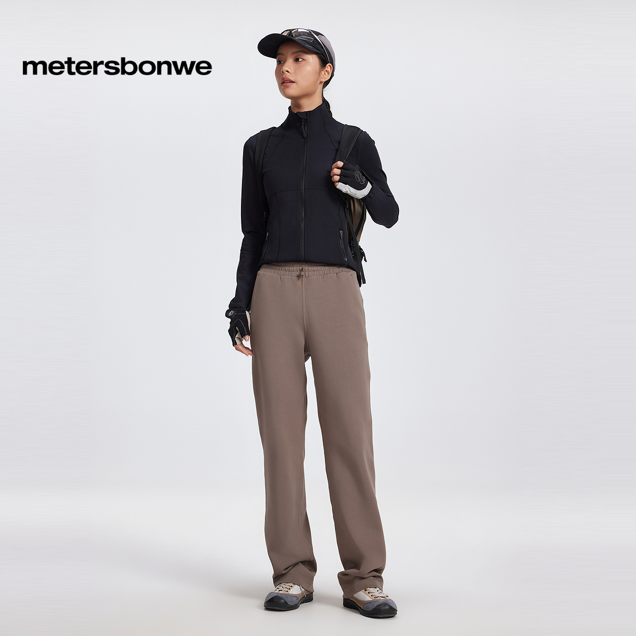 美特斯邦威抽绳显瘦直筒裤女春夏新款舒适简约百搭时尚休闲裤卫裤 - 图3