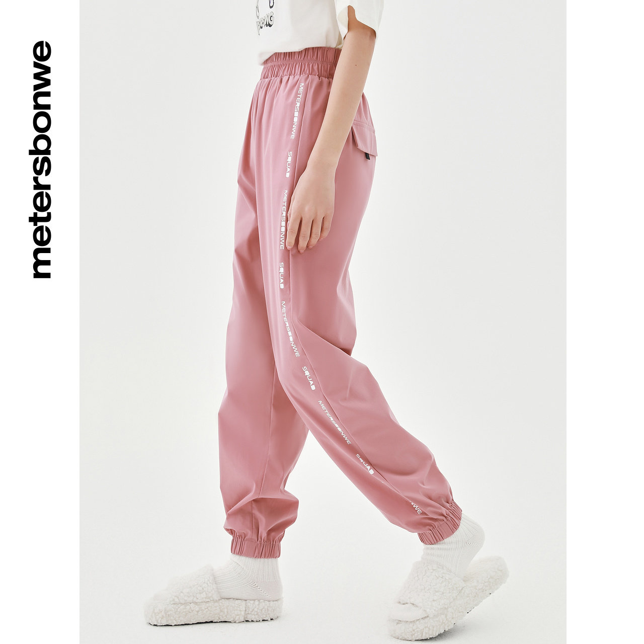 美特斯邦威弹力春夏字母印花休闲裤 美特斯邦威outlets店休闲裤