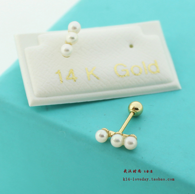 纯金耳钉女 14k 一排珍珠拧螺丝 金耳钉 14k 时尚韩国纯 WH 纯金耳钉女 14k 一排珍珠拧螺丝 金耳钉 14k 时尚韩国纯 WH