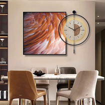 Abstract Living Room Restaurant Decoration Painting Advanced Sensual Clock Mural Feather Light Lavish High-end Bedroom Room Iron Art Hanging Painting