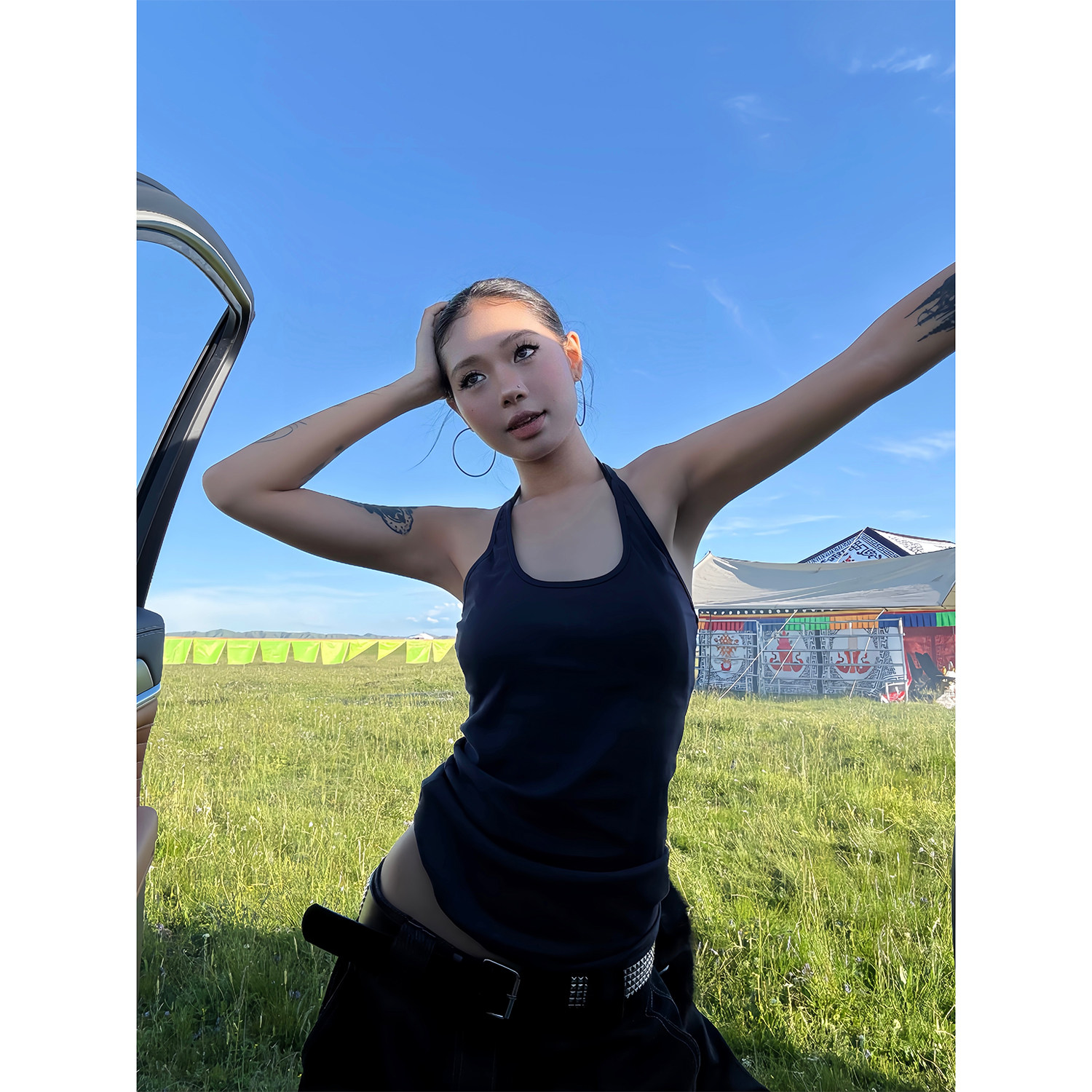 F383 美式复古修身显瘦背心吊带T恤弹力螺纹休闲百搭上衣女辣妹潮,淘宝优惠券,粉丝福利购,淘宝优惠卷