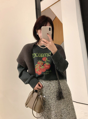 洋气复古流苏针织披肩