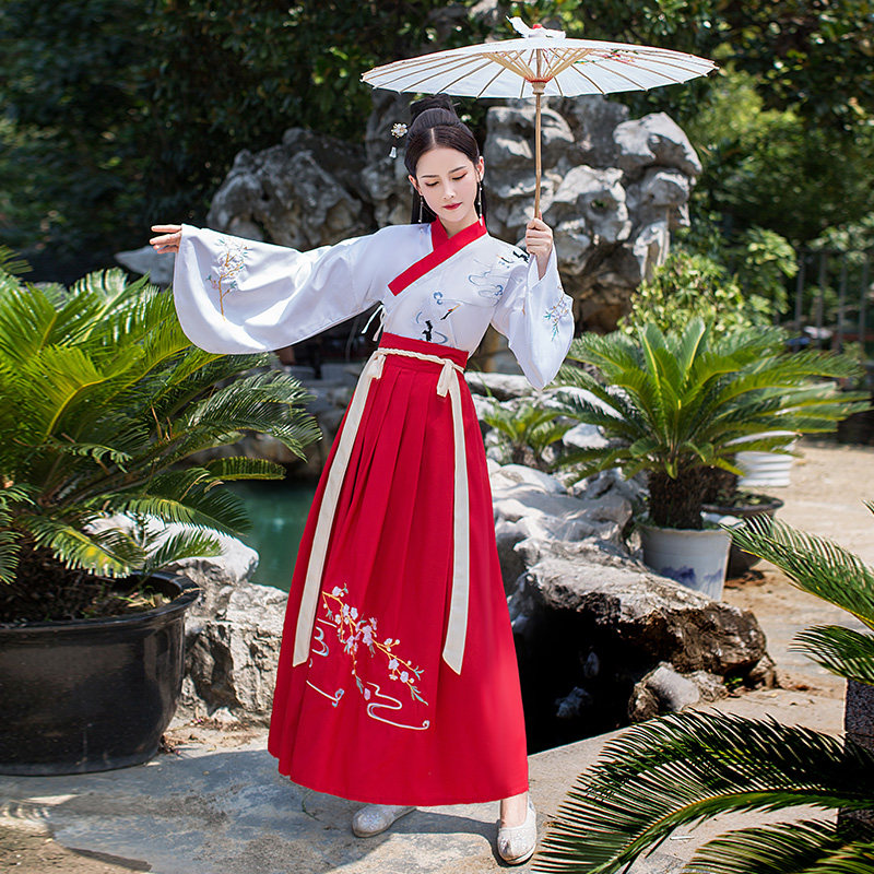 正品原创鹤梅改良交领齐腰飘逸汉服 美缇雅乐民族服装/舞台装