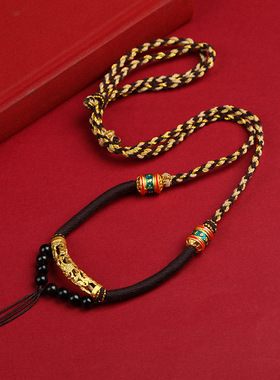 藏式吊坠绳手工编织吊坠挂绳手搓棉线男女款唐卡佛牌挂坠绳锁骨