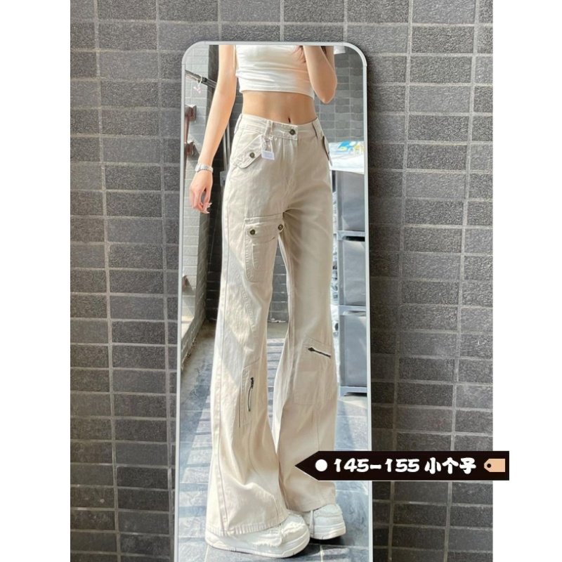 小个子显高美式工装微喇牛仔裤女秋季新款宽松低腰休闲高街裤子,淘宝优惠券,粉丝福利购,淘宝优惠卷