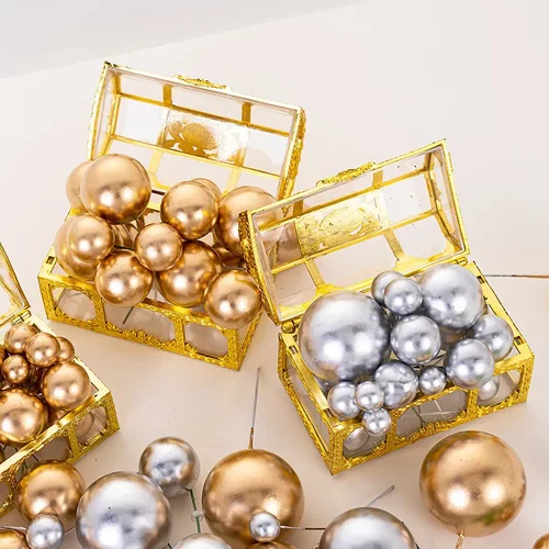 蛋糕装饰金属球金色球银色球泡沫球发泡球银球金球蛋糕插件  10个 - 图1