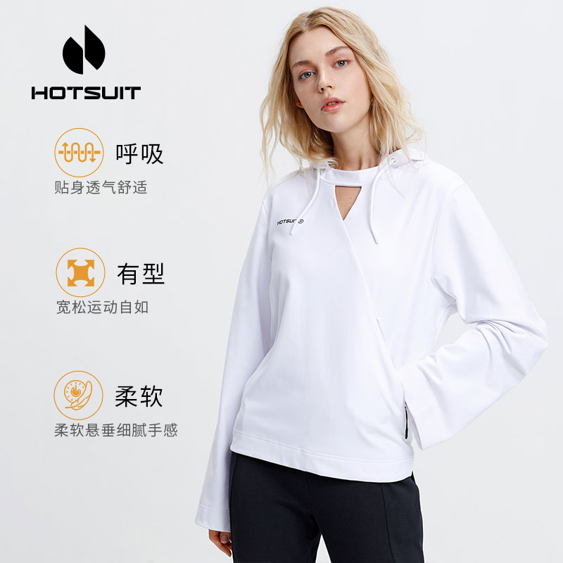 Hotsuit后秀女卫衣2024夏季宽松运动连帽套头衫针织长袖T恤上衣女 - 图0