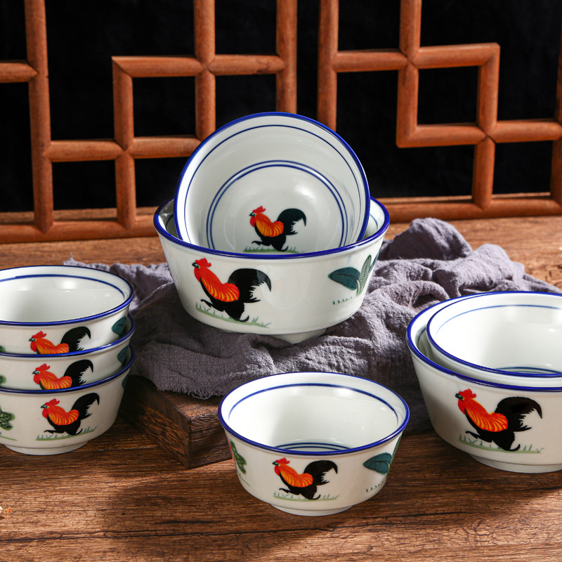 仿古陶瓷公鸡碗葵斗碗鸡公碗餐厅碗家用米饭碗单民宿餐具面碗套装,淘宝优惠券,粉丝福利购,淘宝优惠卷