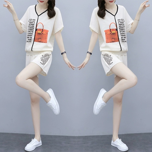 Летний комплект, коллекция 2022, большой размер, подходит для полных девушек, по фигуре, в западном стиле, короткий рукав