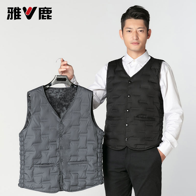 雅鹿羽绒马甲男内穿中老年90绒鸭绒背心爸爸加厚加大肥马夹坎肩冬,淘宝优惠券,粉丝福利购,淘宝优惠卷