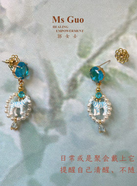 珍珠风格珐琅耳环毕业礼物小众
