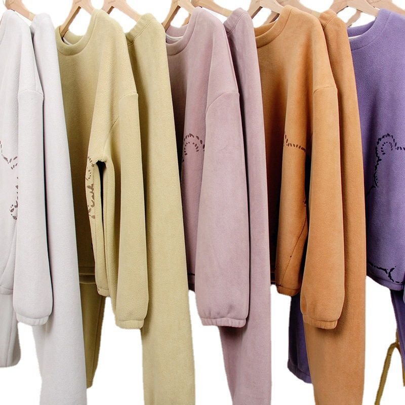 加绒加厚睡衣套装圆领珊瑚绒家居服 艳润睡衣/家居服套装