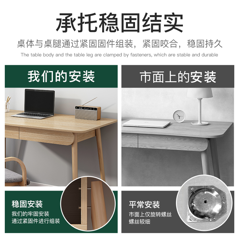 赛杉家具旗舰店电脑桌书桌简约ins家用学生抽屉写字桌卧室学习桌子办公桌椅组合1