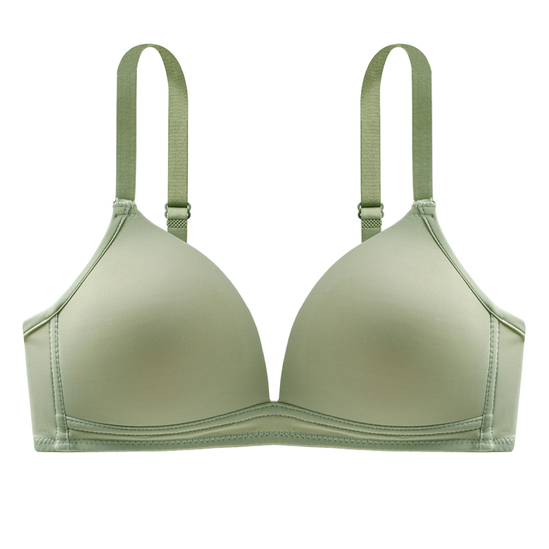 麦苓羽旗舰店小胸聚拢三角杯文胸少女学生日系bra透气薄款无钢圈内衣内裤一套3