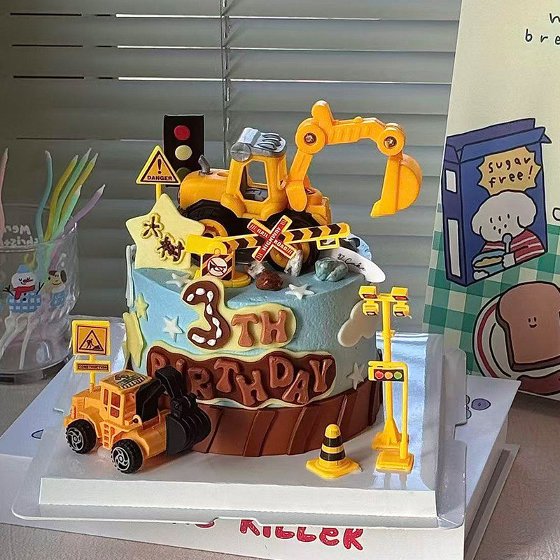 小红书同款儿童挖掘机蛋糕装饰工程车推土机吊车路障烘焙装扮摆件,淘宝优惠券,粉丝福利购,淘宝优惠卷
