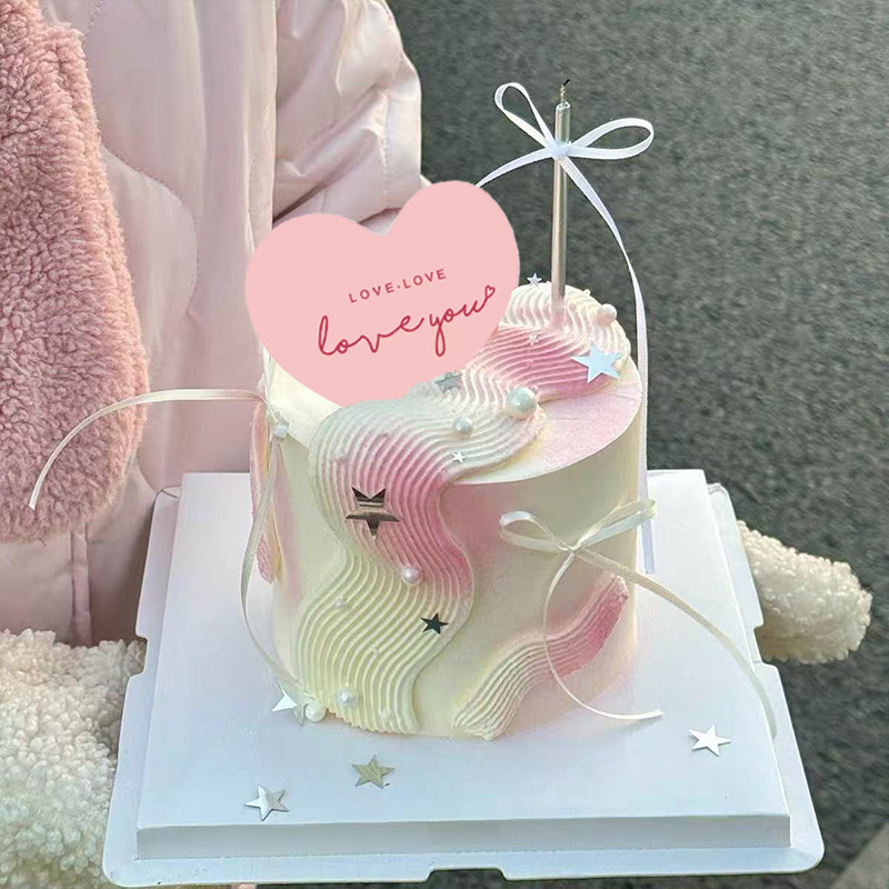 2.14情人节烂漫银色闪片五角星蛋糕装饰爱心love卡片烘焙装扮插件,淘宝优惠券,粉丝福利购,淘宝优惠卷