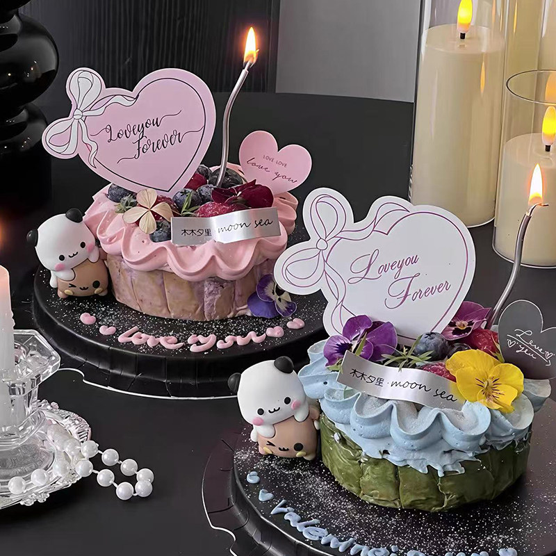 网红2.14情人节卡通一二布布蛋糕装饰摆件蝴蝶结爱心卡片装扮插牌,淘宝优惠券,粉丝福利购,淘宝优惠卷