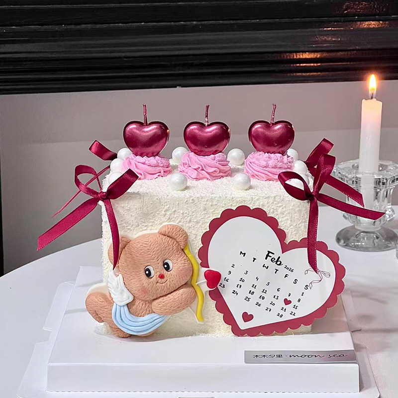 2.14情人节丘比特射箭小熊蛋糕装饰摆件爱心蜡烛日历卡片装扮插件,淘宝优惠券,粉丝福利购,淘宝优惠卷