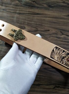 原色养牛马头黄铜扣古装骑兵皮带