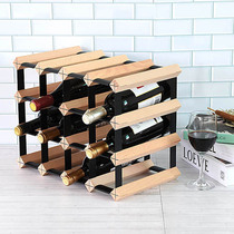 European Beech Wood Red Wine Rack Swing Piece Custom Living Room Restaurant Wine Cellar Bar Table Square Grid Wine Cabinet Exhibition Stand