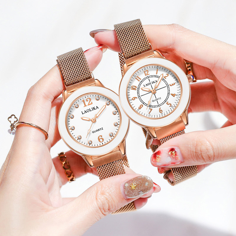 白色陶瓷女款小清新潮流时尚手链表 劳利卡手表国产腕表