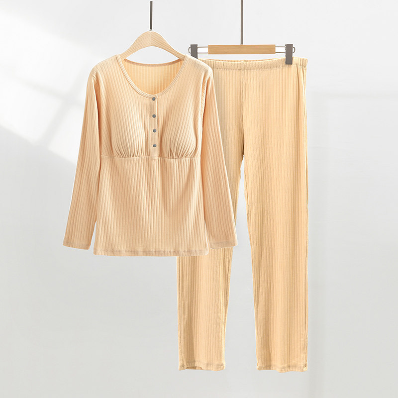 月子服纯棉吸汗春秋冬季孕妇10睡衣 若恬家居服套装