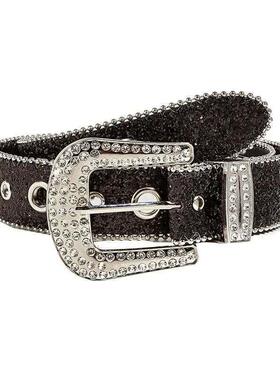 Gothic Black Silver Metal Buckle Rhinestone Belt Body Four S