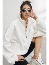 ZzZHANG (extremely minimalist sports wind) Half-zip profile Shoulder Sweater 2023 Lady Autumn Winter Stand-up blouses