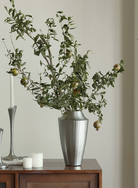 进口意式极简金属花瓶银色烛台