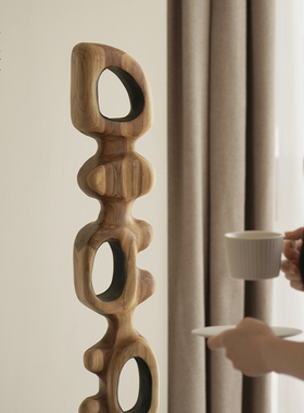 印尼进口抽象艺术实木雕塑摆件