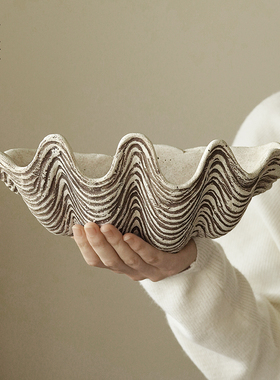 侘寂风贝壳艺术果盘摆件工艺品