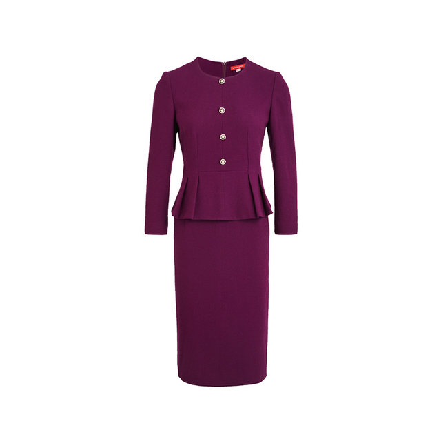 Commuting smart solid color fake two piece dress