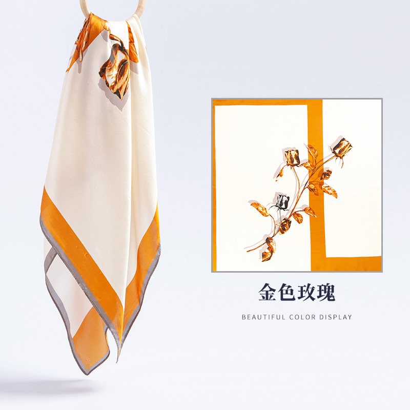 上海故事蓝色丝巾小方巾搭配衬衫 上海故事绫绝顶围巾/丝巾/披肩